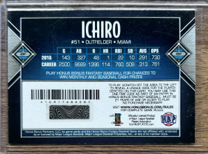 Ichiro Suzuki 1/1 Honus Bonus back