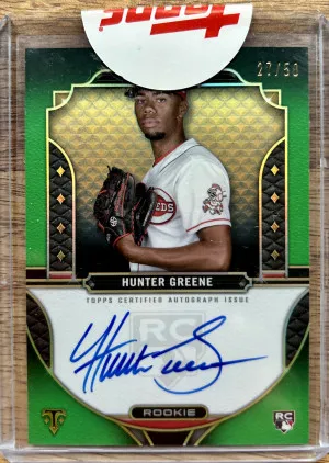 Hunter Greene 2022 topps rc auto /50 front