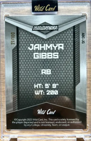 2023 Wild Card Alumination Sparkle Jahmyr Gibbs 27/100 back