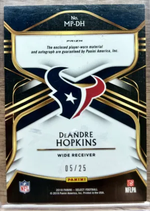 DeAndre Hopkins Select Patch Auto /25 back