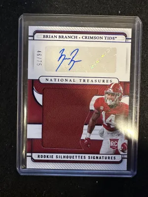 2023 National Treasures Collegiate Brian Branch  Rookie Silhouette Signatures Patch/Auto 46/75 front