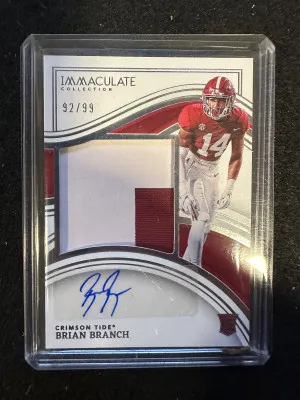2023 Immaculate Collection Collegiate Brian Branch Dual Color Patch/Auto 92/99 front