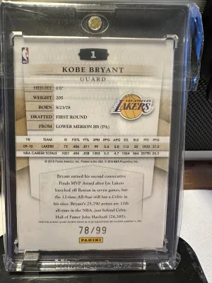 2010-11 Panini Timeless Treasures Kobe Bryant Mem /99 back