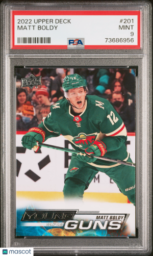 2022 Upper Deck Matt Boldy #201 PSA 9 front