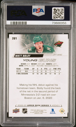 2022 Upper Deck Matt Boldy #201 PSA 9 back