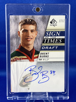 2019-20 SP Authentic Brent Burns Sign Of The Times Auto RC Photo SOTTD-BB front