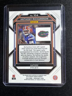 2023 Prizm S.P. Anthony Richardson Silver Prizm back