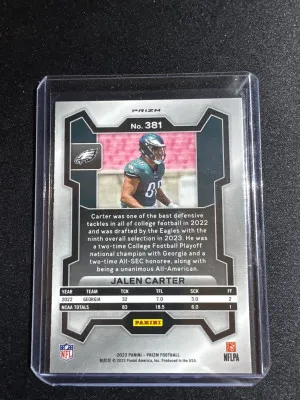 2023 Prizm Jalen Carter Pink back