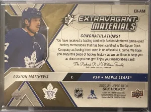 Auston Matthews Extravagant Materials back