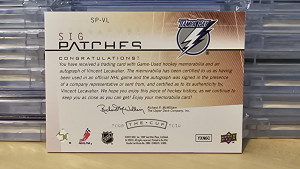 2010 Upper Deck The Cup Vincent Lecavalier Signature Patches 3clr #SP-VL back