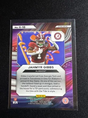 2023 Prizm D.P. Jahmyr Gibbs Instant Impact Red Ice back