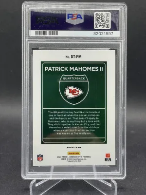 2022 Panini Donruss Optic Downtown Patrick Mahomes II #DT-PM PSA 10 Gem Mint back