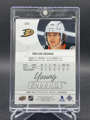 2021-22 Upper Deck Series 1 Young Guns Trevor Zegras #232 Rookie RC back