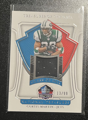 2021 Panini National Treasures Curtis Martin Player-Worn Patch /99 front