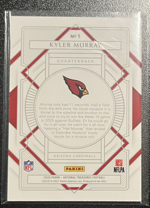 2020 Panini National Treasures Kyler Murray /50 (2nd Year) back