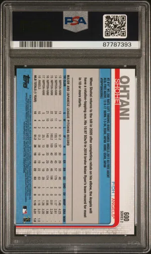 2019 Topps Baseball Shohei Ohtani #600 PSA 9 87787393 back