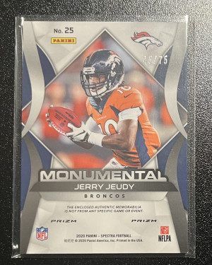 2020 Panini Spectra Jerry Jeudy Monumental Patch /75 back