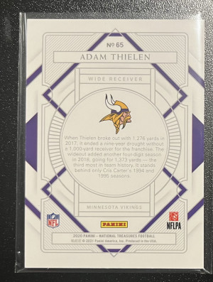 2020 Panini National Treasures Adam Thielen /35 back