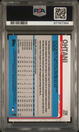 2019 Topps Baseball Shohei Ohtani #250 PSA 9 87787394 back