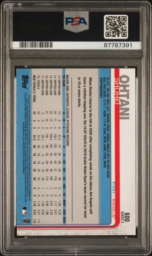 2019 Topps Baseball Shohei Ohtani #600 PSA 9 87787391 back