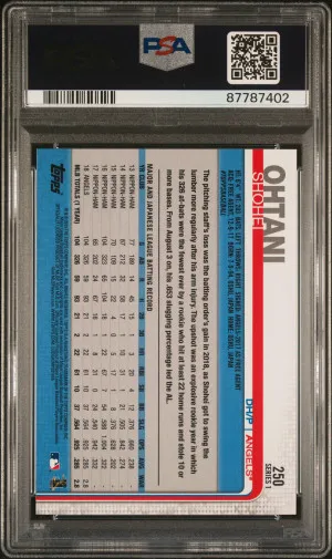 2019 Topps Baseball Shohei Ohtani #250 PSA 9 87787402 back