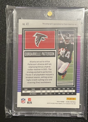 2022 Panini Score Cordarrelle Patterson Auto back