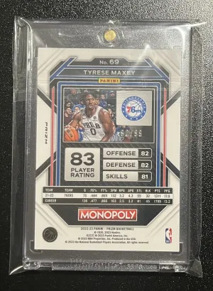 2022 Panini Prizm Monopoly Tyrese Maxey Red Prizm /99 back