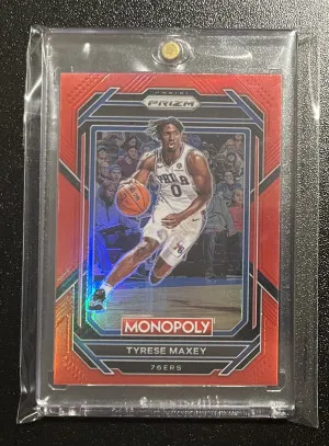 2022 Panini Prizm Monopoly Tyrese Maxey Red Prizm /99 front