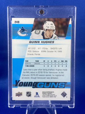 2019-20 UD Young Guns #249 Quinn Hughes RC back
