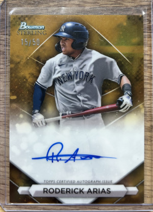 2023 Bowman Sterling Gold Roderick Arias Auto /50 #PA-RA front
