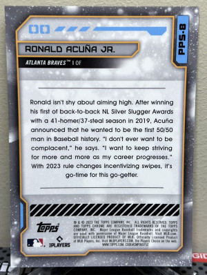 2023 Topps Cosmic Chrome Ronald Acuña Jr. Planetary Pursuit - Sun Short Print back