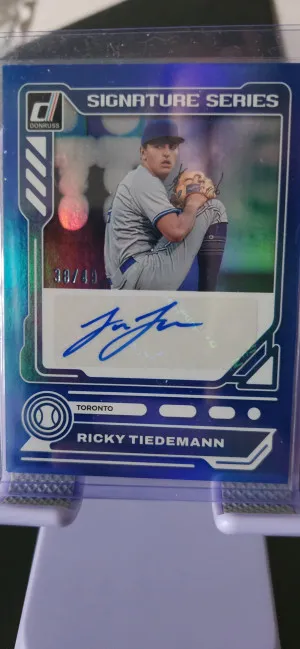 2024 Ricky Tiedemann panini-donruss signature series blue autograph card 38/49 front