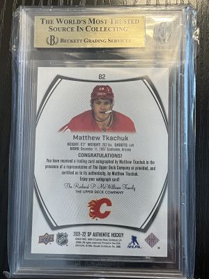 Matthew tkachuck sp auto bgs 9.5 back