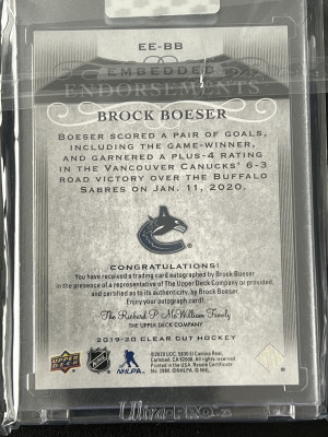 Brock Boeser Clear Cut Auto /99 back