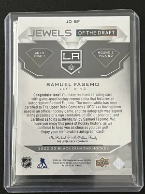 Samuel Fagemo Jeweks of the draft /99 back