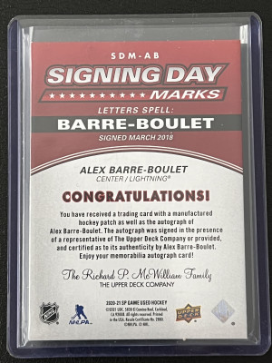 Alex Barre-Boulet Signing Day Marks /35 back