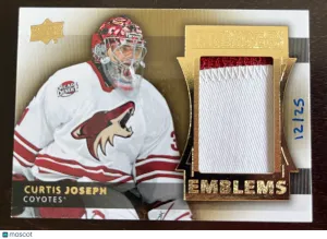 2014-15 Upper Deck Premier Curtis Joseph Emblem Patch /25 front