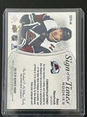 Alex Newhook Rookie Sign of the Times auto back