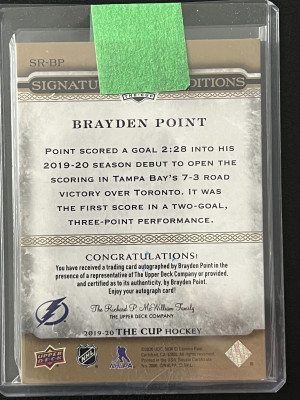 Brayden Point The Cup Autograph back