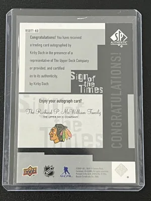 Kirby Dach Sign of the times Rookie back