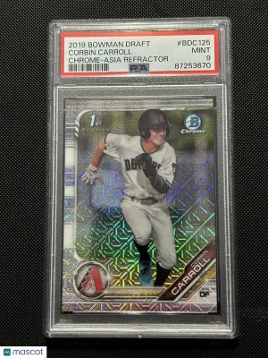 Corbin Carroll 2019 Bowman Draft Chrome Asia #BDC125 RC PSA 9 MINT Diamondbacks front