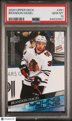 2020-21 Upper Deck Young Guns Rookie RC Brandon Hagel #491 PSA 10 Gem Mint front