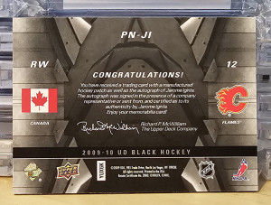 2009-10 Upper Deck UD Black Pride Of A Nation Autograph Jarome Iginla Gold 29/35 back