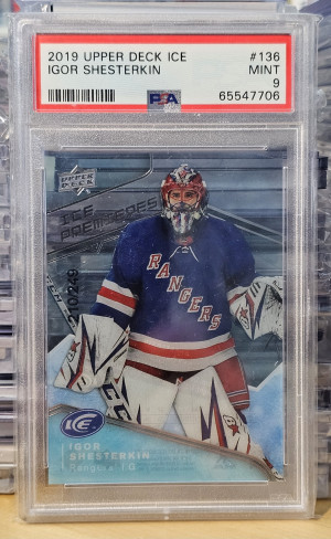2019-20 Upper Deck Ice Igor Shesterkin #136 PSA 9 Mint RC Rookie  210/249 SSP front