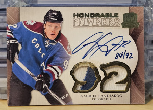 2011-12 Upper Deck The Cup Honorable Numbers Autograph Gabriel Landeskog HN-GL 84/92 front