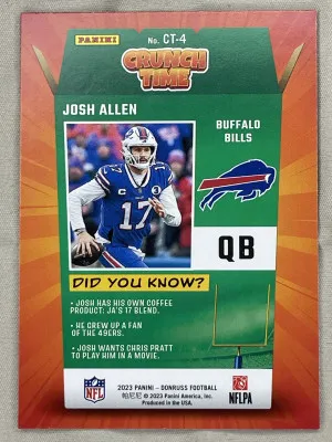 2023 Panini Donruss Football - Josh Allen back