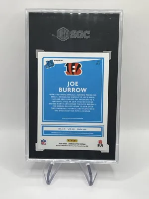 2020 Donruss Optic Joe Burrow Green Velocity Rookie SGC 10 back