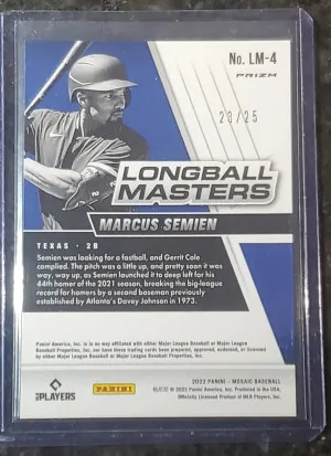 Marcus Semien Mosaic LongBall Masters /25 back