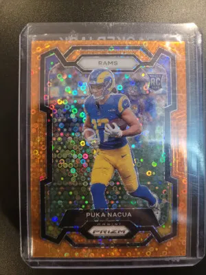 2023 Panini Prizm Puka Nacua Orange Disco RC #357 Rams Rookie front
