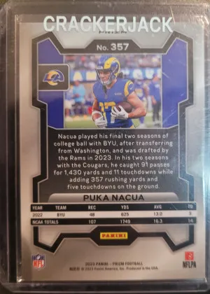 2023 Panini Prizm Puka Nacua Orange Disco RC #357 Rams Rookie back